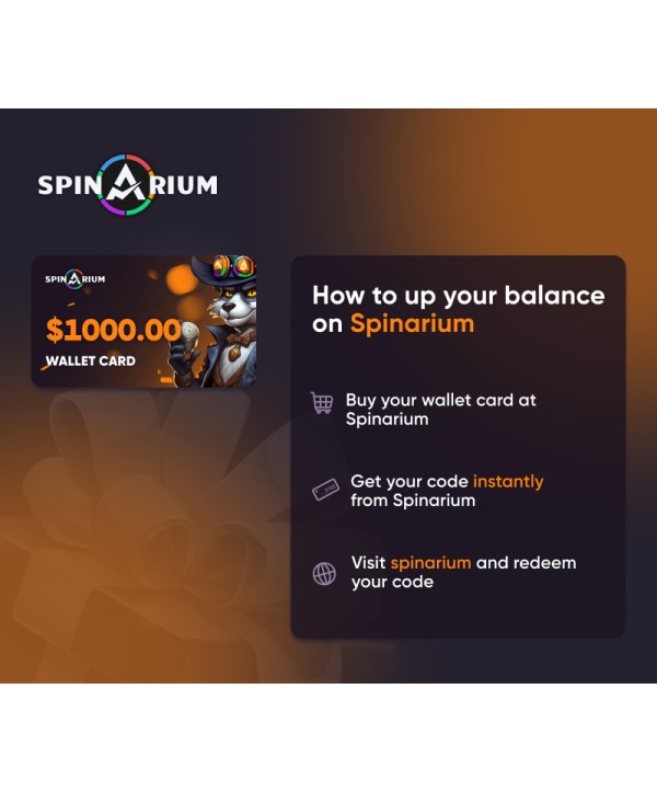 Spinarium.com $1000 Wallet Card Code Key GLOBAL